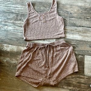 Mocha brown crop lounge set